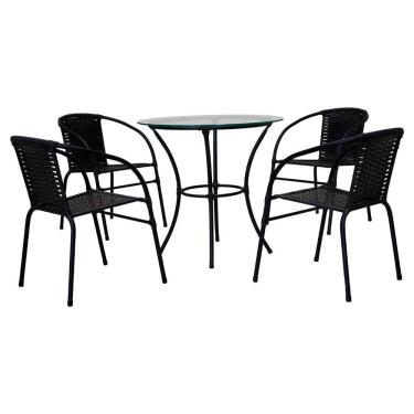 Imagem de Mesa Happy Hour Famais Com 4 Cadeiras Revestidas Preto