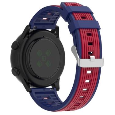 Imagem de Pulseira de silicone de liberação rápida de 22 mm para Garmin Vivoactive 4 / Forerunner 265 / Forerunner 255 / Venu 2 / Venu 3 – pulseira de substituição macia à prova de suor, azul-marinho vermelho