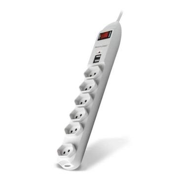 Imagem de Filtro De Linha 6 Tomadas E 2 Entradas Usb Multilaser WI251