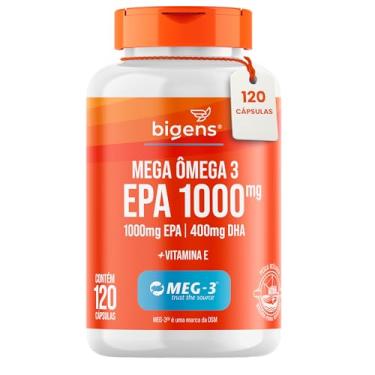 Imagem de Mega Omega 3, EPA 1000mg - DHA 400mg, com vitamina E, Certificado Meg-3, 120 cápsulas, Bigens
