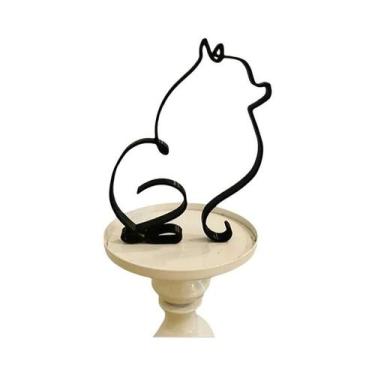 Imagem de Escultura De Cachorro De Metal Minimalista Abstrata, Estatueta De Ferr