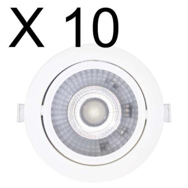 Imagem de KIT 10 SPOT LED REDONDO DIRECIONAVEL EMBUTIR 12W BRANCO FRIO 6500k BIV