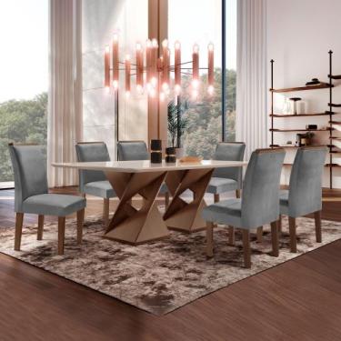 Imagem de Conjunto Sala de Jantar Genova Tampo Vidro/mdf com 6 Cadeiras Luísa Sm