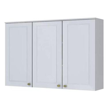 Imagem de Armário Aéreo 3 Portas 120cm Americana Branco - Móveis Henn Branco