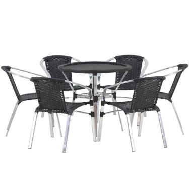 Imagem de Jogo 6 Cadeiras E Mesa Com Tampo Floripa Alumínio área Trama Cappuccino