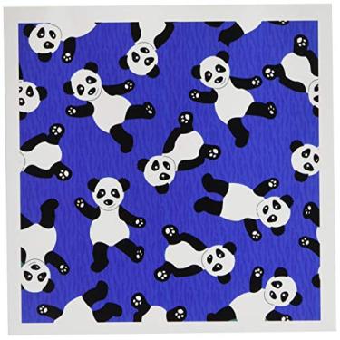 Imagem de 3dRose Impressão de panda de desenho animado feliz fofo em fundo azul - Cartões comemorativos, 15,24 x 15,24 cm, conjunto de 12 (gc_40926_2)