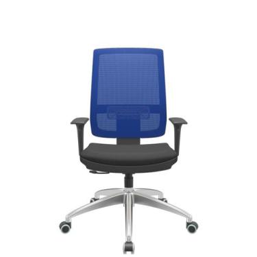Imagem de Cadeira Office Brizza Tela Azul Assento Aero Preto RelaxPlax Base Alum