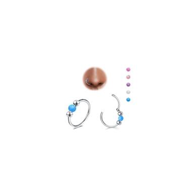 Imagem de DGhera 2 peças de anéis de nariz opala 18G para mulheres, piercing de nariz de titânio G23 para hélice, tragus, concha, torre, piercing de orelha piercing de nariz, 18Gauge(1.0mm), Titânio, Criado com