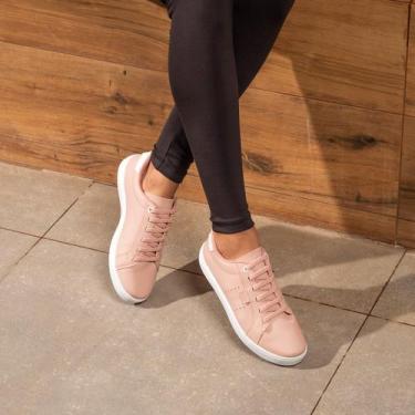 Imagem de Tênis Feminino Casual Confortável Solado Reto Elástico - Mendii, Nude,
