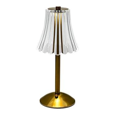 Imagem de Abajur Luminária de Mesa Cabeceira Cogumelo Led Recarregável Touch com 3 Níveis de Luz - Ideal para Quarto Sala Escritório Cupula Dourado