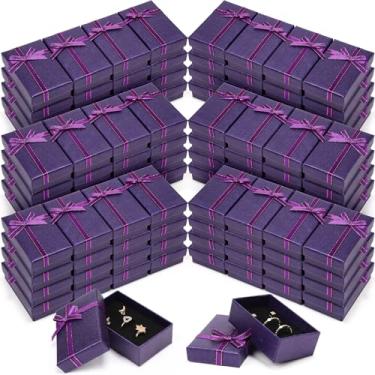 Imagem de Ecally 96 caixas de presente pequenas de papelão, 5 x 7 x 2,9 cm, caixas de brincos para joias, anéis de presente, brincos e colares (roxo)