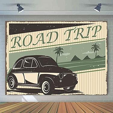 Imagem de EMTOBT Carimbo de fundo de viagem de carro para crianças, crianças, feliz aniversário, festa, amigos, família, viagem, decoração, fundo, faixa de 1,8 x 1,8 m, adereços de cabine de fotos, suprimentos