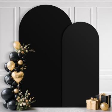 Imagem de Ledido Capa de arco de casamento de 1,8 m de 2 m, arco de 2 m, 2 conjuntos de capas elásticas de elastano para decoração de festa de aniversário, chá de bebê, preto