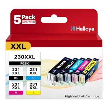 Imagem de Halloya Cartucho de tinta PGI-230 CLI-231 compatível com cartuchos de tinta 230 e 231 PG230 CLI231 Combo de substituição para impressora jato de tinta PIXMA TS8820 (pacote com 5)