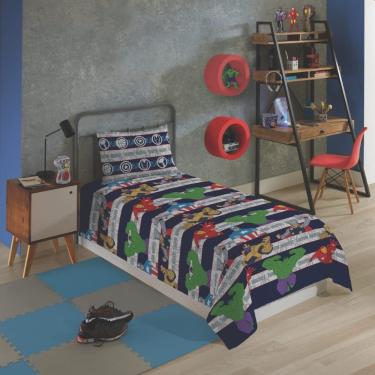 Imagem de Jogo de Lençol Personagens Vingadores Solteiro Lepper 2 Peças Microfibra Azul