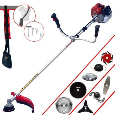 Imagem de Cortador de Grama Completa À Gasolina Kawashima BCJ431L 2 Tempos 43cc 1,7HP Alta Performance Roçadeira C/ Carretel de Nylon e Kit de 7 Opções de Corte
