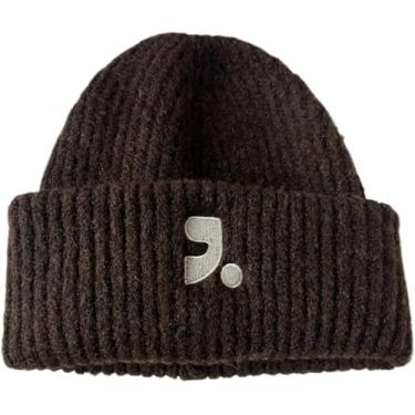 Imagem de Gorro Chapéu 2pcs Unisex Big Head Chapéu De Malha Mulheres Inverno Simples Bordado Engrossar Gorro Quente Masculino Ao Ar Livre Casual Earflaps Boné, Dark Gray