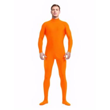 Imagem de ATHX Macaquinho de fantasia masculino e feminino Zentai, elastano, elástico, para festa de Halloween, macacão para cosplay (laranja, GG)
