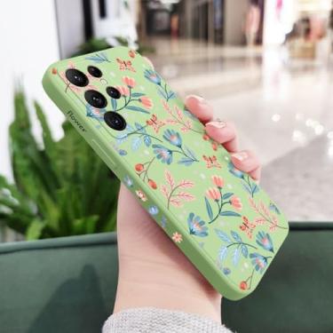 Imagem de Capa de celular com estampa de jardim de flores para Samsung Galaxy S22 S21 S25 S24 S23 S20 Ultra Plus FE S10 S9 S10E Note 20 Ultra 10 9 Plus, verde claro 1, para S24 FE