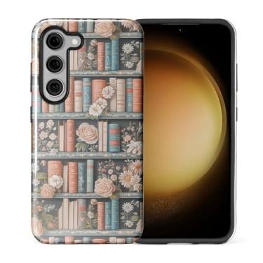 Imagem de DAIZAG Capa para Samsung Galaxy S23, design misto de 2 camadas, à prova de choque, TPU macio, proteção dupla para Samsung Galaxy S23-Flower Bookshelf