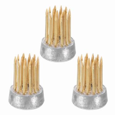 Imagem de PATIKIL 3 peças de sapos florais Kenzan, suporte redondo de arranjo de flores de latão de 0,6 polegadas, ferramenta fixa de pino arranjador para vaso de mesa, casamento, decoração de casa, cor de