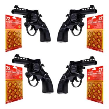 Imagem de Kit 4 Revólveres de Brinquedo Revólver com Espoleta com 4 Cartelas de 72 Tiros Cada