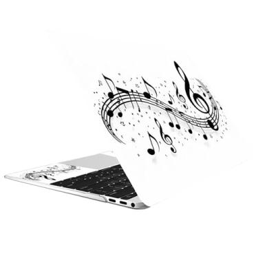 Imagem de CREATCABIN Adesivo de capa de laptop para notebook com notas musicais para 12 13 13,3 14 14 38.1 cm protetor de notebook PC skin capa arte almofada de pulso incluída decorativa