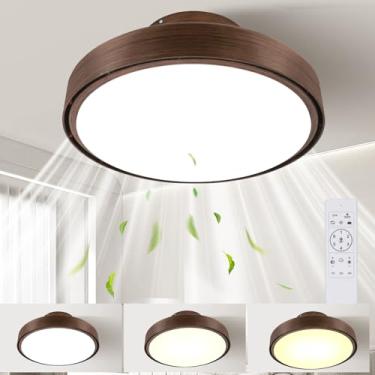 Imagem de 3Ykaital Ventiladores de teto sem lâmina com luzes e controle remoto, ventilador de teto moderno montado nivelado com ajuste de 6 velocidades de vento, luz de ventilador de teto com LED regulável
