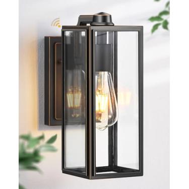 Imagem de VIANIS Luzes de parede externas do crepúsculo ao amanhecer, grande suporte de parede para luminária de varanda da frente da casa, arandelas de parede externas modernas antiferrugem pretas com sombra