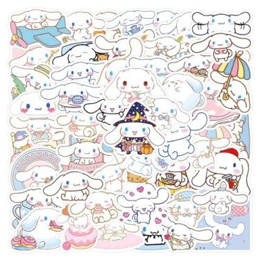 Imagem de 50 peças de adesivos de desenho animado Cinnamoroll para crianças, decalque de vinil à prova d'água Cinnamoroll para garrafa de água, laptop, brinquedo adesivo para decoração faça-você-mesmo