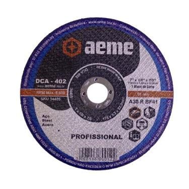 Imagem de Disco Corte Aeme Aço DCA 402 7X1/8X7/8 2T (178X3.2X22.2)