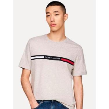 Imagem de Camiseta Tommy Hilfiger Masculina Chest Insert Logo Areia Mescla-Masculino