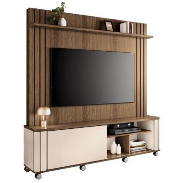 Imagem de Estante Home Theater Trinus para TV até 70 - HB Móveis, Castanho/Off W
