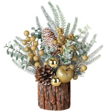 Imagem de Chapéu de mesa para árvore de Natal com enfeites redondos vermelhos, 2