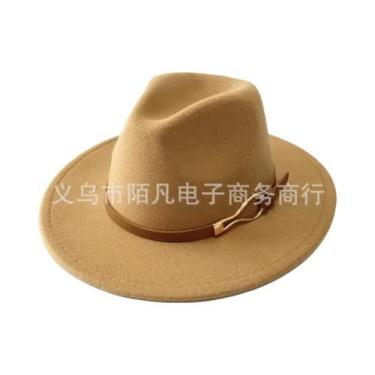 Imagem de Chapéu De Feltro De Lã Feminino Para Outono/inverno, Com Fivela De Cin