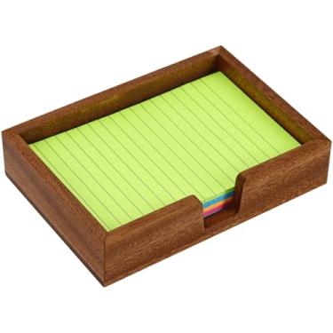Imagem de MultiBey Sapele Suporte de notas pegajoso de madeira, bloco de notas autoadesivo, 10 x 15 cm, organizador com abertura única, suporte de notas de mesa de madeira para escritório, casa, escola (Sapele)