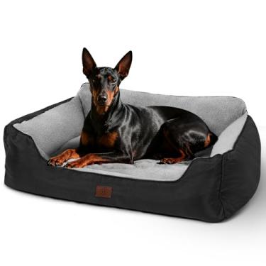 Imagem de Camas para cães extra grandes, cama de dormir macia ortopédica, durável, com fundo antiderrapante, 99 cm x 79 cm x 23 cm, preta