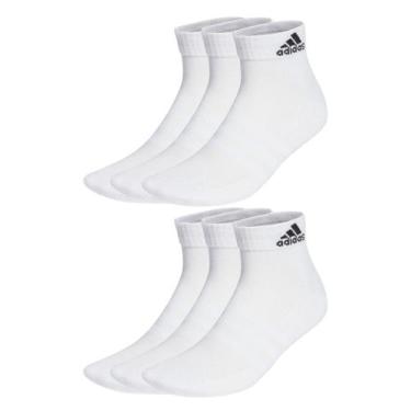 Imagem de Kit Meia Adidas Cano Baixo Sportwear c/ 6 Pares, Branco, Preto, P