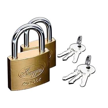 Imagem de Findeyo 2 minicadeados com 2 chaves, cadeado pequeno de latão sólido de 2,5 cm com chaves para bagagem, mochila, diário, caixa de joias