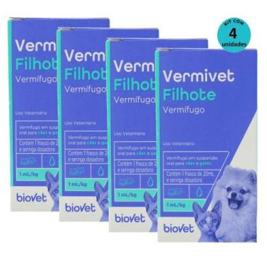 Imagem de Kit Vermivet Filhotes Biovet 20ml Com 4 unidades