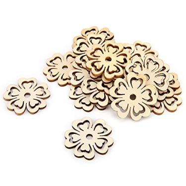 Imagem de Acouto 100 Peças de Artesanato Em Formato de Flor de Madeira – Decoração, Confecção de Presentes e Enfeites Festivos, árvores de Natal Perfeitas, Cercas de Jardim e Projetos