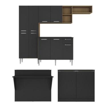 Imagem de Cozinha Completa C/ Bancada Multimóveis Madeirada/preta - MULTIMOVEIS
