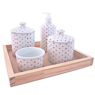 Imagem de Kit Higiene Bebê Lavabo 4 ou 5 pçs Poá c/ Pegador Porcelana - Antilope