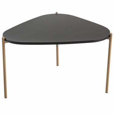Imagem de Mesa De Centro Para Sala De Estar Pés Metálicos Alta Adek A03 Nero Dourado - Lyam Decor