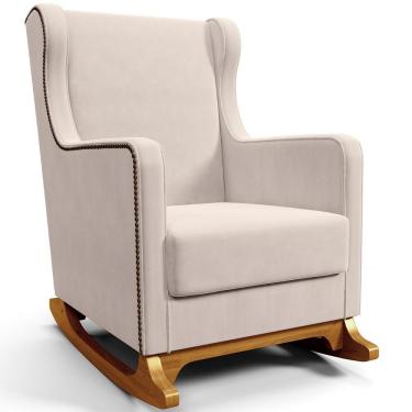 Imagem de Poltrona De Amamentação Com Balanço Mavie L02 Suede Bege - Lyam Decor