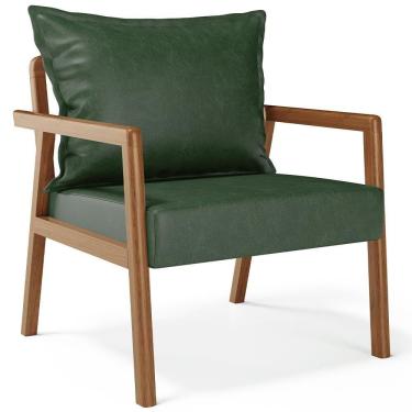 Imagem de Poltrona Decorativa E Living Alícia B04 Couríssimo Verde Musgo - Lyam Decor