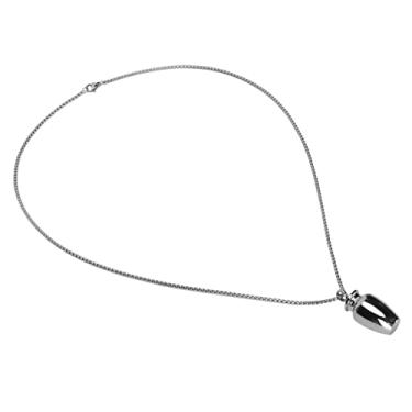 Imagem de Qiilu Colar de Urna para Animais de Estimação, Pingente Memorial de Aço Inoxidável, Joia para Guardar Restos de Cremação de Animais de Estimação, Cães e Gatos, Lembrança Gravável