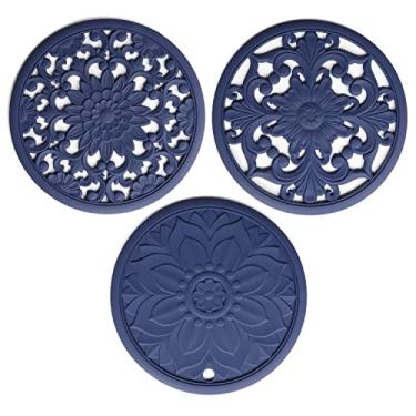 Imagem de Hotsyang Tapetes De Silicone Para Descanso Panelas, Pratos Quentes, Mesa, Bancada, Frigideiras, Bule Cozinha Moderno Antiderrapante E Resistente Ao Calor, Tapete Flexível Panelas Redondo, Almofadas