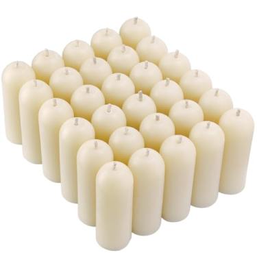 Imagem de Pacote com 30 velas finas naturais de cera de abelha – velas de cera de abelhas sem gotejamento de 3,3 cm de largura, queima limpa sem fumaça para casa, meditação, relaxamento, emergência e falta de
