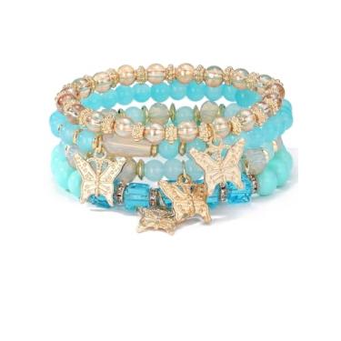 Imagem de Pulseiras femininas de contas, contas modernas de borboleta, pulseira boêmia de contas, conjunto de joias da amizade, Medium, Cristal, Sem Pedra Preciosa